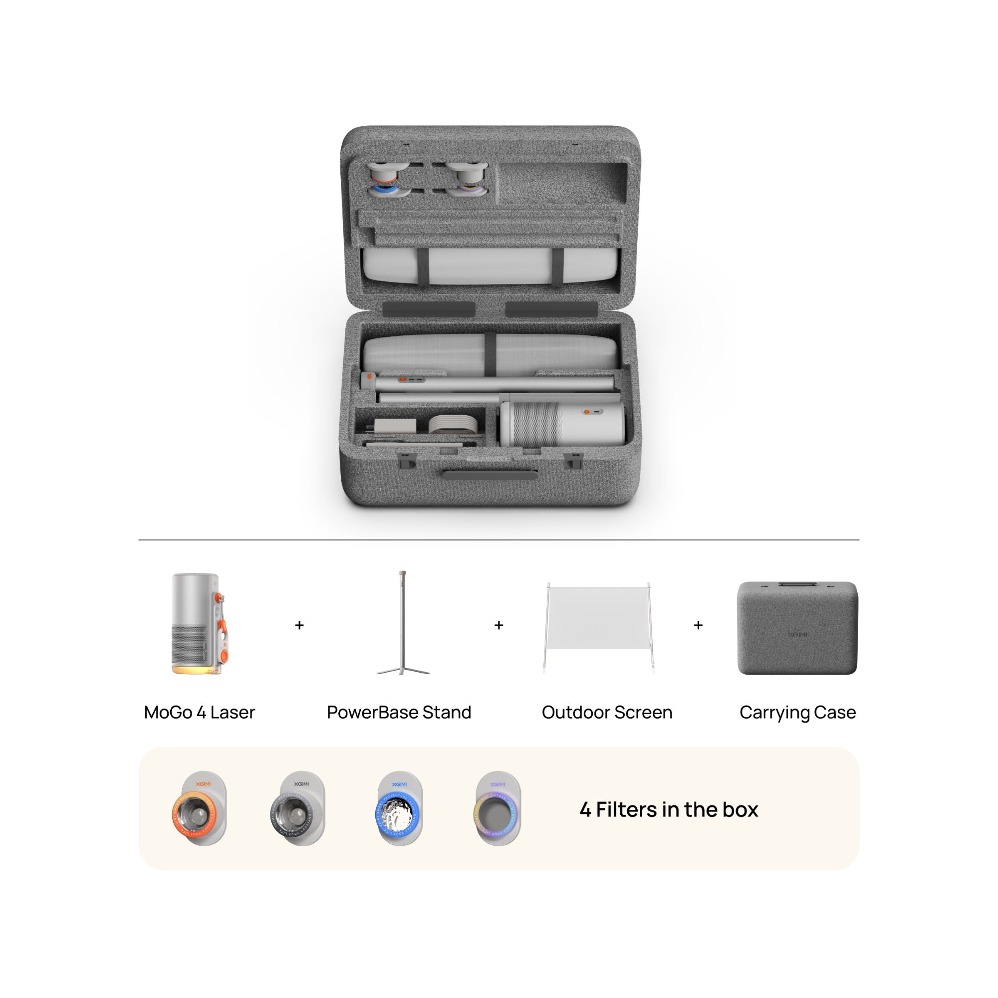 MoGo 4 Laser Outdoor Collection Travel-Friendly Outdoor Projector Kit with Stand and Screen