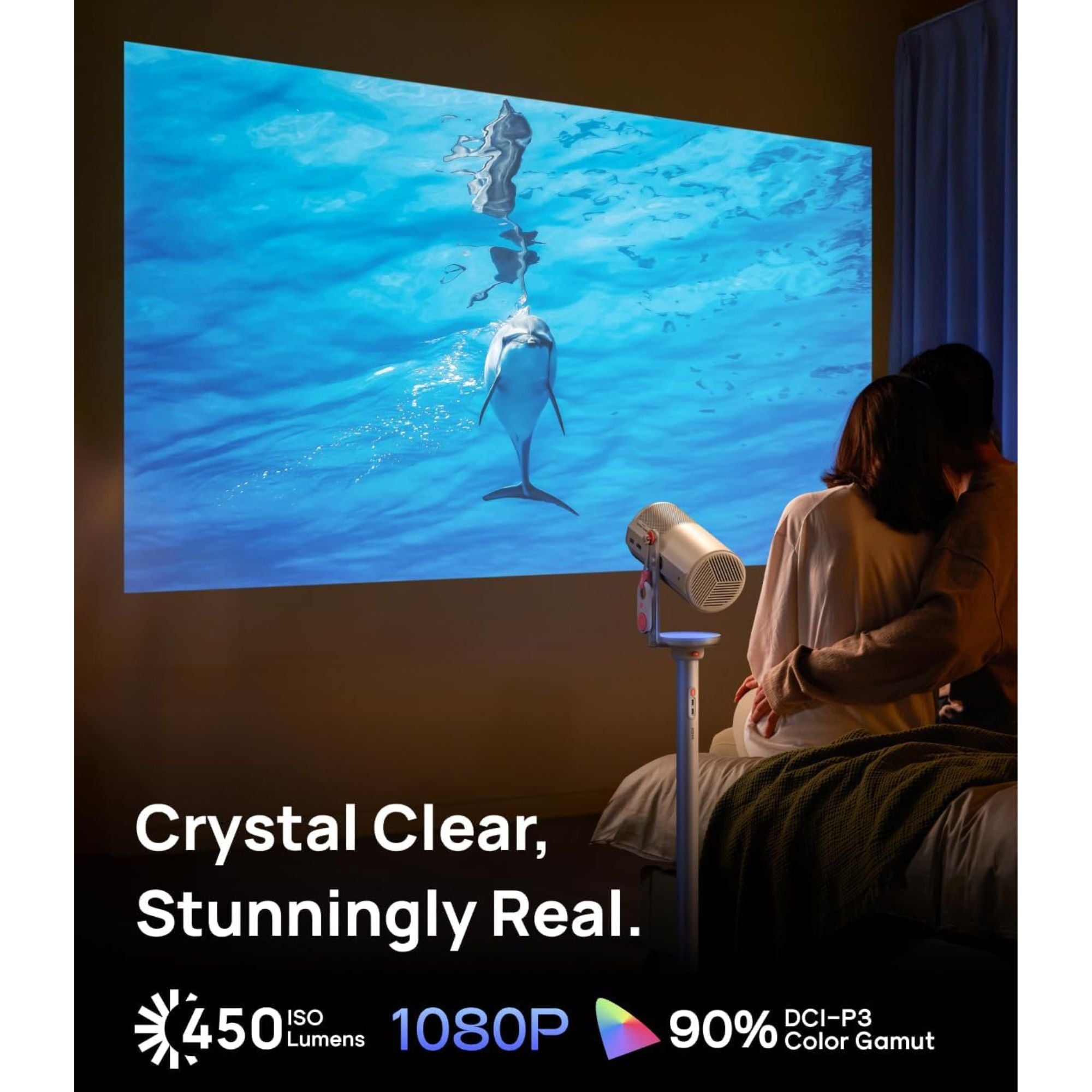 XGIMI MoGo 4 Bundle Set - Smart Portable Projector with Built-In Battery + PowerBase Stand + 1 x Filter