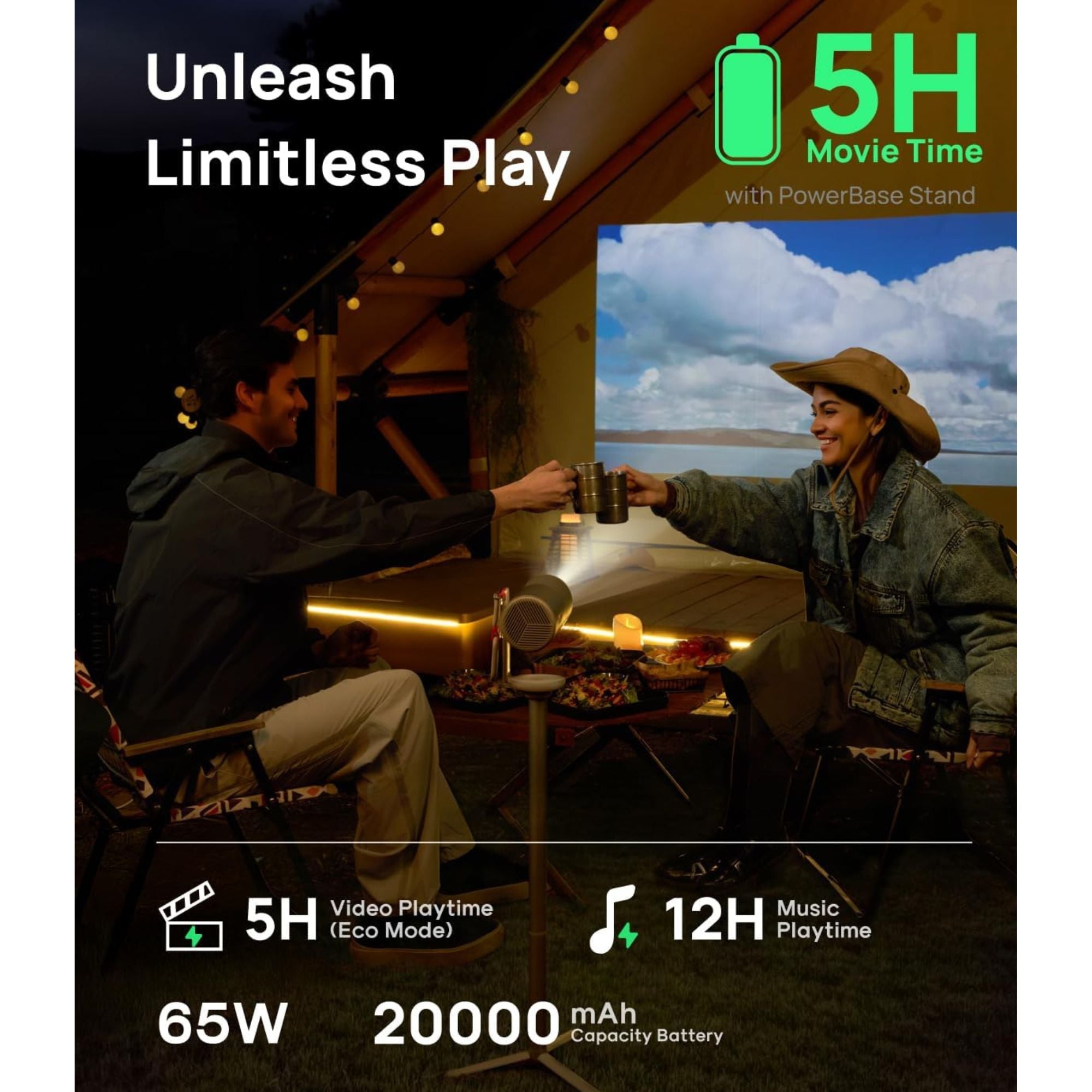 XGIMI MoGo 4 Bundle Set - Smart Portable Projector with Built-In Battery + PowerBase Stand + 1 x Filter