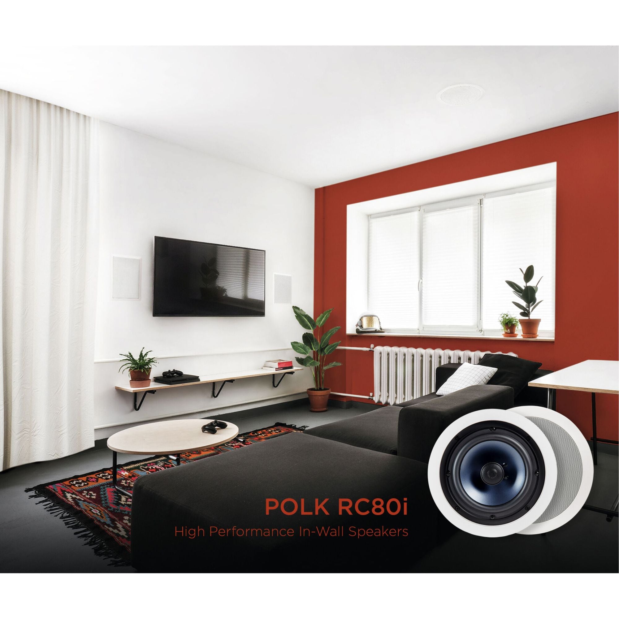 Polk Audio RC80I High-Quality In-Ceiling Speaker With 8" Drivers - Pair