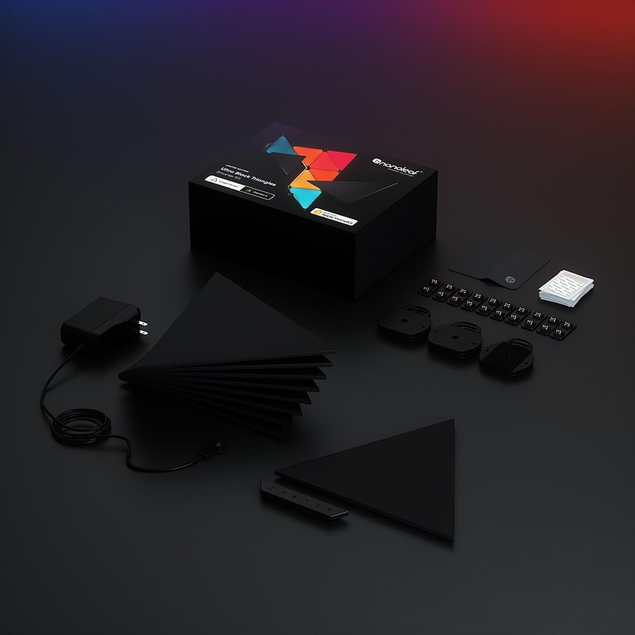 Nanoleaf Shapes Ultra Black Triangles Smarter Kit (9 Panels) - Multi-color, Nanoleaf, LED Panels - AVStore.in