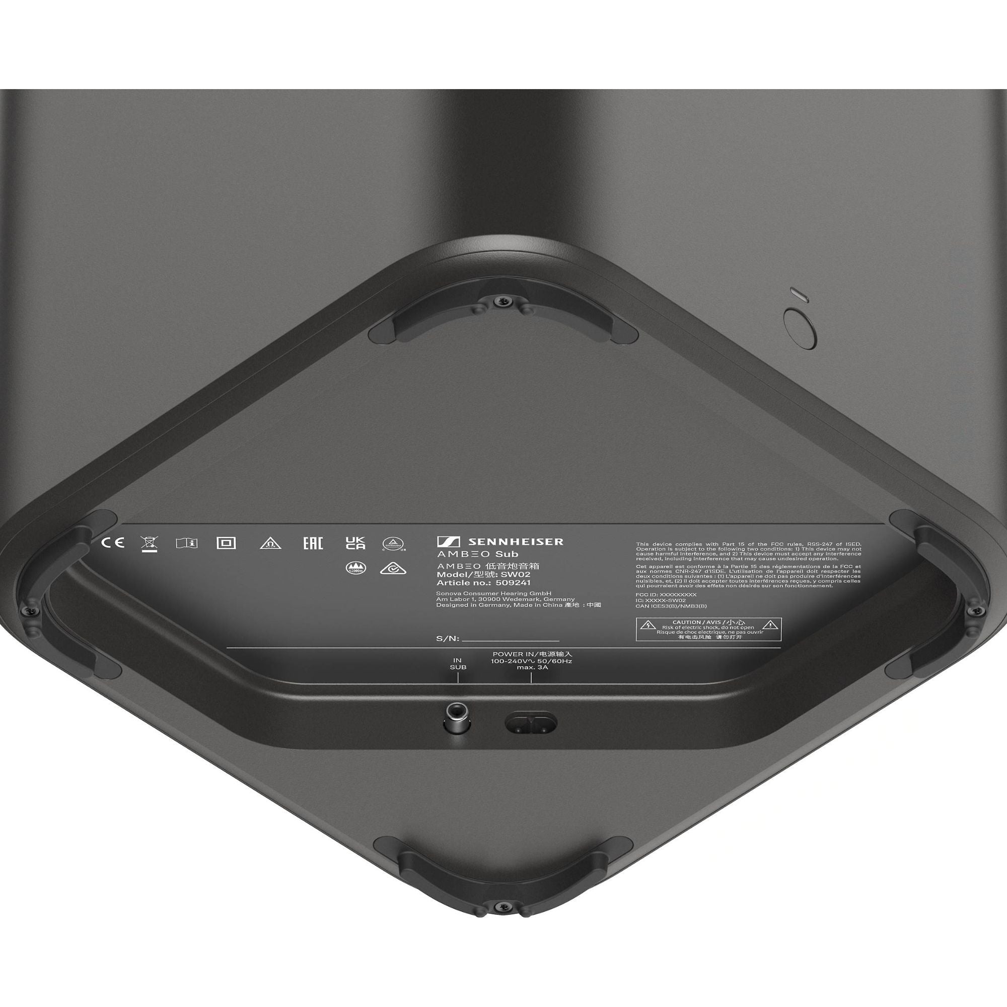 Sennheiser AMBEO Sub 8" 350W Wireless Subwoofer for AMBEO Soundbars, Sennheiser, Subwoofer - AVStore.in