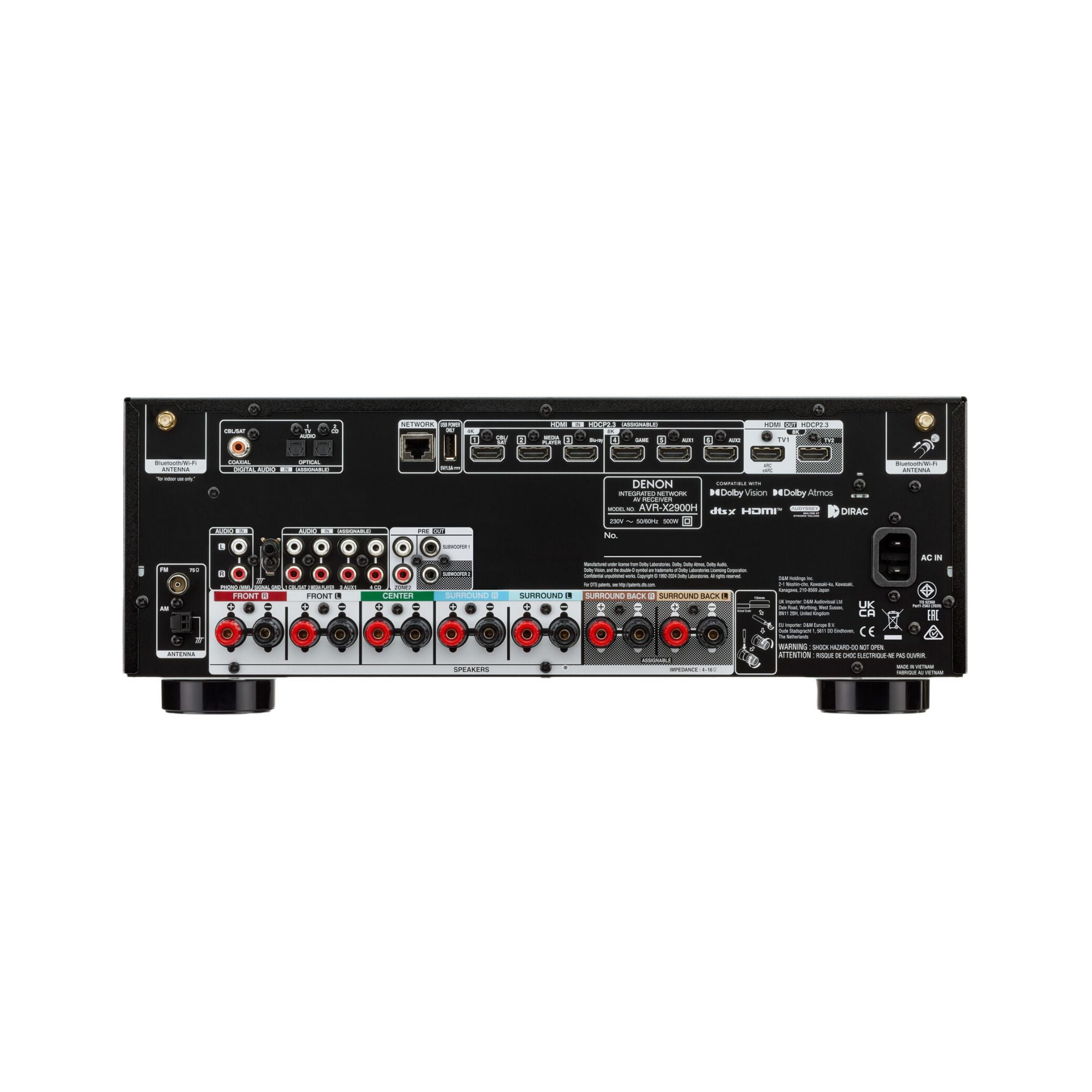 Denon AVR-X2900H 7.2 Channel 4K/8K Dolby Atmos AV Receiver