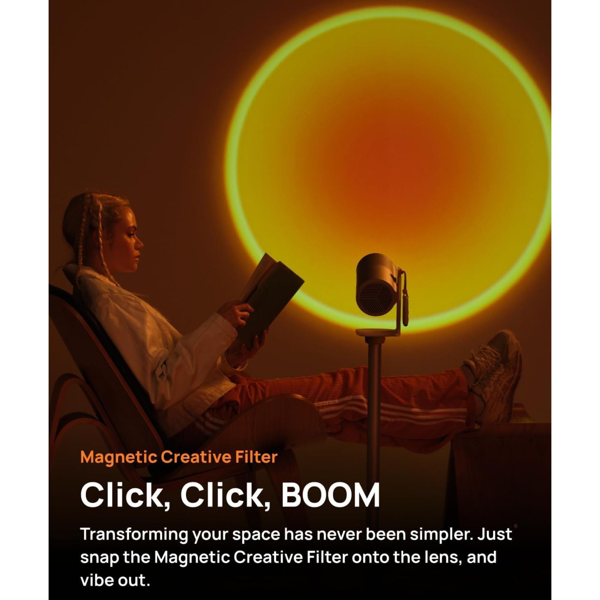 XGIMI MoGo 4 Bundle Set - Smart Portable Projector with Built-In Battery + PowerBase Stand + 1 x Filter