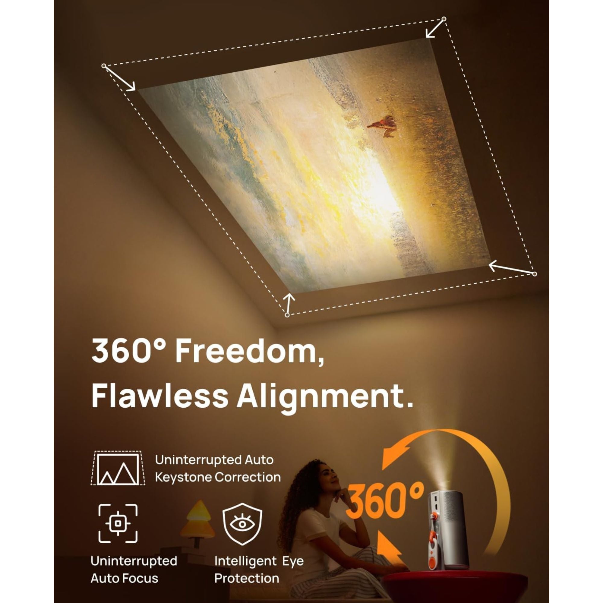 XGIMI MoGo 4 Bundle Set - Smart Portable Projector with Built-In Battery + PowerBase Stand + 1 x Filter