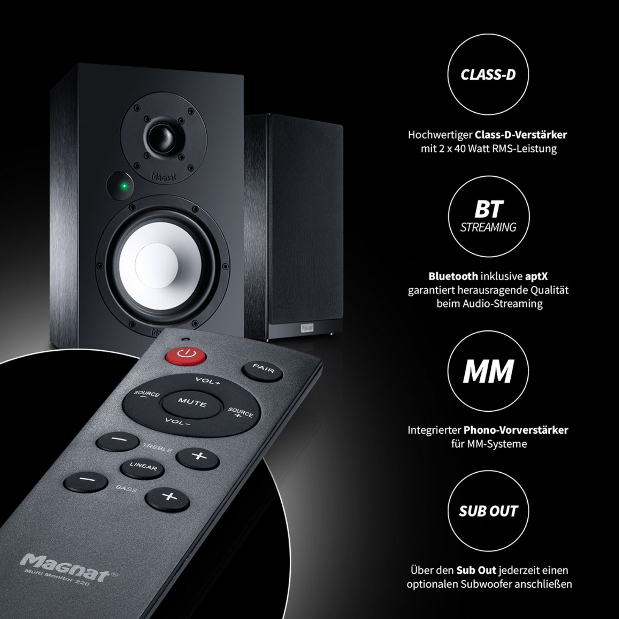 Magnat Multi Monitor 220 - Active Bookshelf Speaker - Pair - AVStore